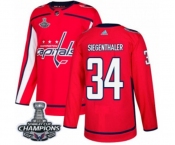 Youth Adidas Washington Capitals #34 Jonas Siegenthaler Authentic Red Home 2018 Stanley Cup Final Champions NHL Jersey