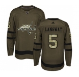Youth Adidas Washington Capitals #5 Rod Langway Authentic Green Salute to Service NHL Jersey