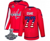 Youth Adidas Washington Capitals #77 T.J. Oshie Authentic Red USA Flag Fashion 2018 Stanley Cup Final Champions NHL Jersey