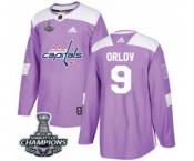Youth Adidas Washington Capitals #9 Dmitry Orlov Authentic Purple Fights Cancer Practice 2018 Stanley Cup Final Champions NHL Jersey
