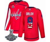Youth Adidas Washington Capitals #9 Dmitry Orlov Authentic Red USA Flag Fashion 2018 Stanley Cup Final Champions NHL Jersey