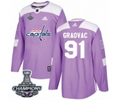 Youth Adidas Washington Capitals #91 Tyler Graovac Authentic Purple Fights Cancer Practice 2018 Stanley Cup Final Champions NHL Jersey