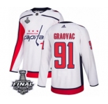 Youth Adidas Washington Capitals #91 Tyler Graovac Authentic White Away 2018 Stanley Cup Final NHL Jersey