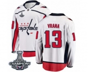 Youth Washington Capitals #13 Jakub Vrana Fanatics Branded White Away Breakaway 2018 Stanley Cup Final Champions NHL Jersey