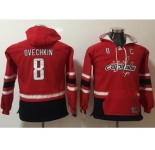 Youth Washington Capitals #8 Alex Ovechkin Red Name & Number Pullover NHL Hoodie