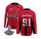 Youth Washington Capitals #91 Tyler Graovac Fanatics Branded Red Home Breakaway 2018 Stanley Cup Final Champions NHL Jersey