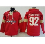 Men's Washington Capitals #92 Evgeny Kuznetsov Red Pullover Hoodie Stitched NHL Jersey
