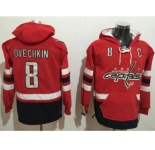 Washington Capitals #8 Alex Ovechkin Red Name & Number Pullover NHL Hoodie