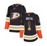 Anaheim Ducks #1 Lukas Dostal Authentic Black Drift Fashion Hockey Jersey