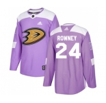 Anaheim Ducks #24 Carter Rowney Authentic Purple Fights Cancer Practice Hockey Jersey