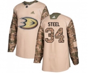 Anaheim Ducks #34 Sam Steel Authentic Camo Veterans Day Practice Hockey Jersey