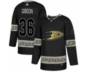 Anaheim Ducks #36 John Gibson Premier Black Team Logo Fashion Hockey Jersey