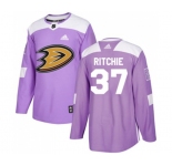 Anaheim Ducks #37 Nick Ritchie Authentic Purple Fights Cancer Practice Hockey Jersey