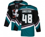 Anaheim Ducks #48 Isac Lundestrom Authentic Black Teal Alternate Hockey Jersey