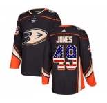 Anaheim Ducks #49 Max Jones Authentic Black USA Flag Fashion Hockey Jersey