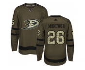 Men Adidas Anaheim Ducks #26 Brandon Montour Green Salute to Service Stitched NHL Jersey