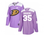 Men Adidas Anaheim Ducks #35 Jean-Sebastien Giguere Purple Authentic Fights Cancer Stitched NHL Jersey