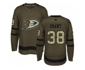 Men Adidas Anaheim Ducks #38 Derek Grant Green Salute to Service Stitched NHL Jersey