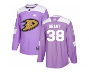 Men Adidas Anaheim Ducks #38 Derek Grant Purple Authentic Fights Cancer Stitched NHL Jersey