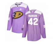 Men Adidas Anaheim Ducks #42 Josh Manson Purple Authentic Fights Cancer Stitched NHL Jersey