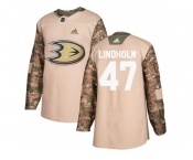 Men Adidas Anaheim Ducks #47 Hampus Lindholm Camo Authentic 2017 Veterans Day Stitched NHL Jersey