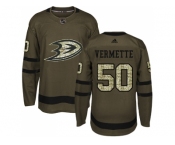 Men Adidas Anaheim Ducks #50 Antoine Vermette Green Salute to Service Stitched NHL Jersey