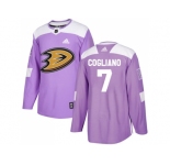 Men Adidas Anaheim Ducks #7 Andrew Cogliano Purple Authentic Fights Cancer Stitched NHL Jersey