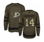 Men's Adidas Anaheim Ducks #14 Adam Henrique Premier Green Salute to Service NHL Jersey