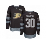 Men's Adidas Anaheim Ducks #30 Dustin Tokarski Authentic Black 1917-2017 100th Anniversary NHL Jersey