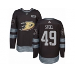 Men's Adidas Anaheim Ducks #49 Sam Steel Authentic Black 1917-2017 100th Anniversary NHL Jersey
