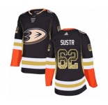 Men's Adidas Anaheim Ducks #62 Andrej Sustr Authentic Black Drift Fashion NHL Jersey