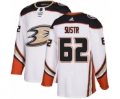 Men's Adidas Anaheim Ducks #62 Andrej Sustr Authentic White Away NHL Jersey