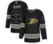 Men's Adidas Anaheim Ducks #62 Andrej Sustr Premier Black Team Logo Fashion NHL Jersey