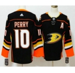 Men's Anaheim Ducks #10 Corey Perry Black With A Patch 2017-2018 Hockey Stitched NHL Jersey