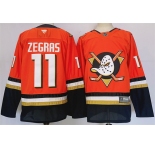 Men's Anaheim Ducks #11 Trevor Zegras Orange Black 2024-25 Stitched Jersey