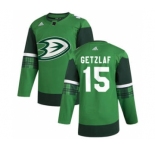 Men's Anaheim Ducks #15 Ryan Getzlaf 2020 St. Patrick's Day Stitched Hockey Jersey Green
