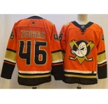 Men's Anaheim Ducks #46 Trevor Zegras Orange Authentic Adidas Jersey