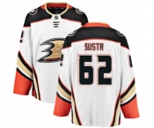 Men's Anaheim Ducks #62 Andrej Sustr Authentic White Away Fanatics Branded Breakaway NHL Jersey
