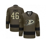 Men's Reebok Anaheim Ducks #46 Max Jones Authentic Green Salute to Service NHL Jersey