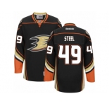 Men's Reebok Anaheim Ducks #49 Sam Steel Authentic Black Home NHL Jersey