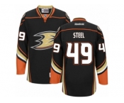 Men's Reebok Anaheim Ducks #49 Sam Steel Authentic Black Home NHL Jersey
