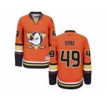 Men's Reebok Anaheim Ducks #49 Sam Steel Authentic Orange Third NHL Jersey