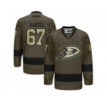 Men's Reebok Anaheim Ducks #67 Rickard Rakell Authentic Green Salute to Service NHL Jersey