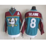 nhl anaheim ducks #8 selanne blue[throwback]
