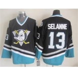 nhl jerseys anaheim ducks #13 selanne black[m&n]