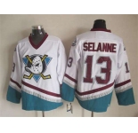 nhl jerseys anaheim ducks #13 selanne white[m&n]