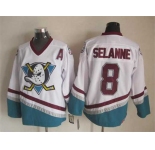 nhl jerseys anaheim ducks #8 teemu selanne white[patch A][m&n]