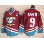 nhl jerseys anaheim ducks #9 kariya red[patch C][m&n]