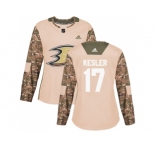 Women Adidas Anaheim Ducks #17 Ryan Kesler Camo Authentic 2017 Veterans Day Stitched NHL Jersey