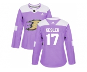 Women Adidas Anaheim Ducks #17 Ryan Kesler Purple Authentic Fights Cancer Stitched NHL Jersey